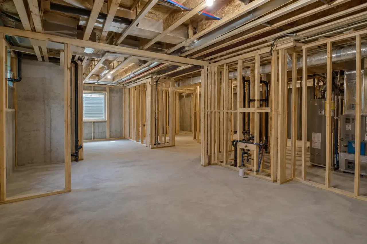Completed Basement Framing in Waterloo, framed on site by Timberr Framing