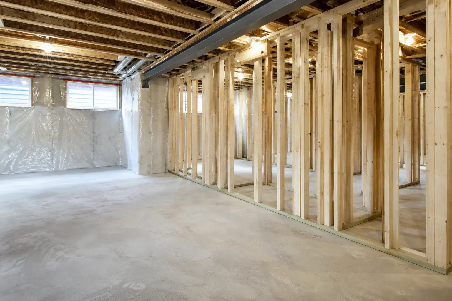 Basement Framing in Waterloo, Ontario, framed on site by Timberr Framing