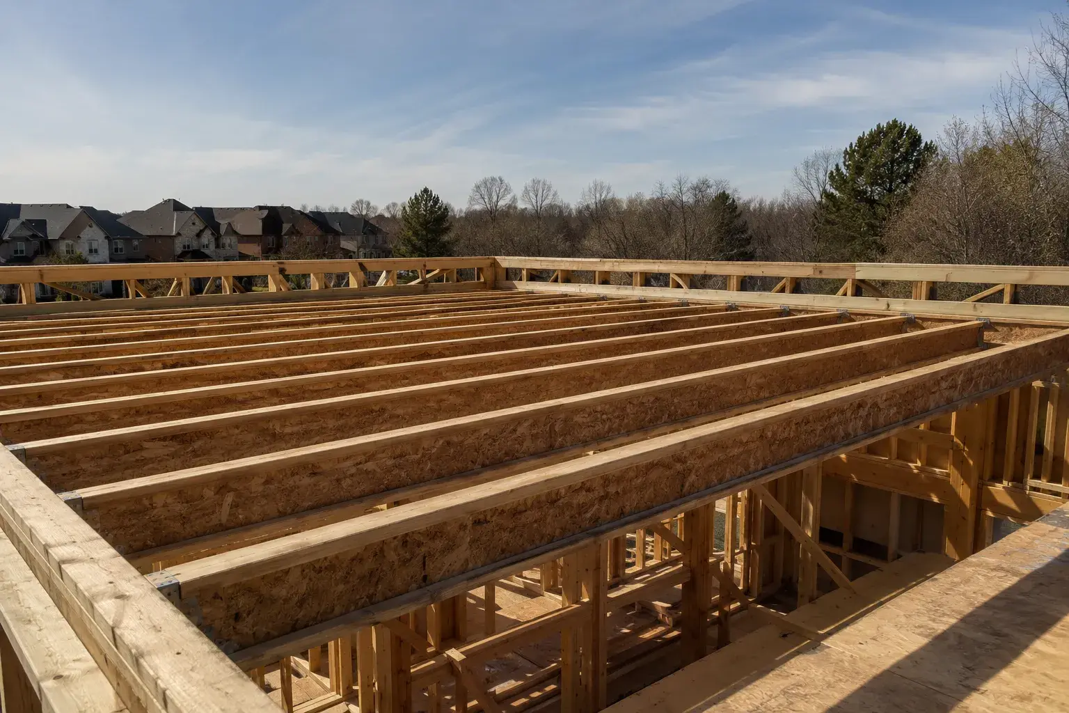 Floor and Joist Systems in Innisfil, Ontario, framed on site by Timberr Framing