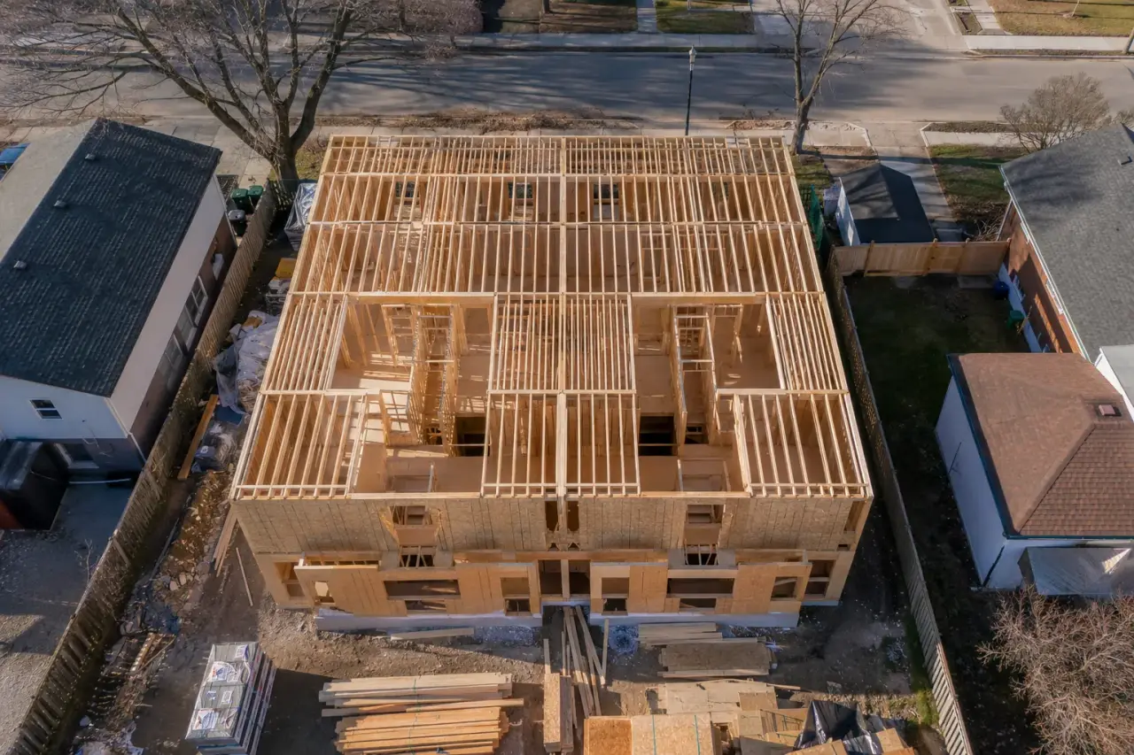 Completed Fourplex Framing ready for inspection