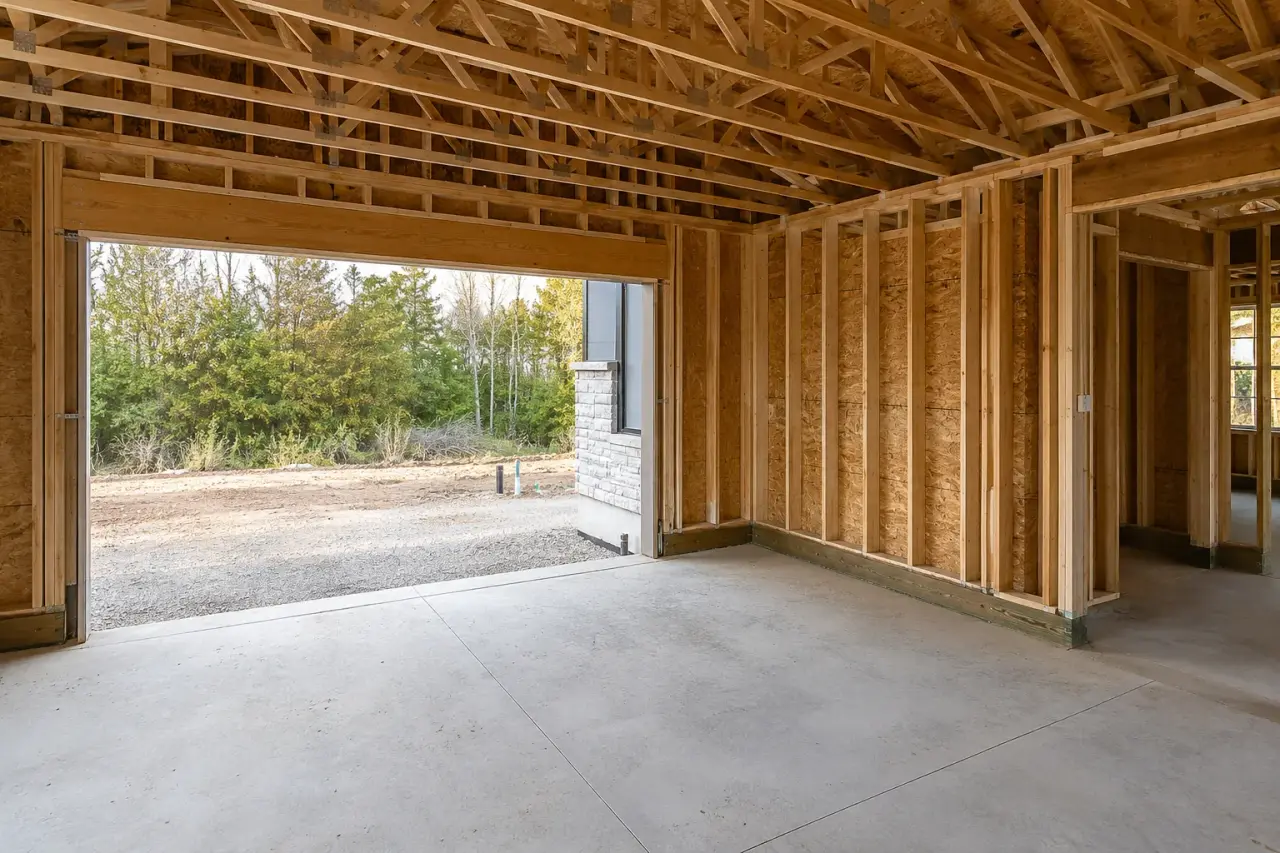 Completed Garage Framing in Cambridge, framed on site by Timberr Framing
