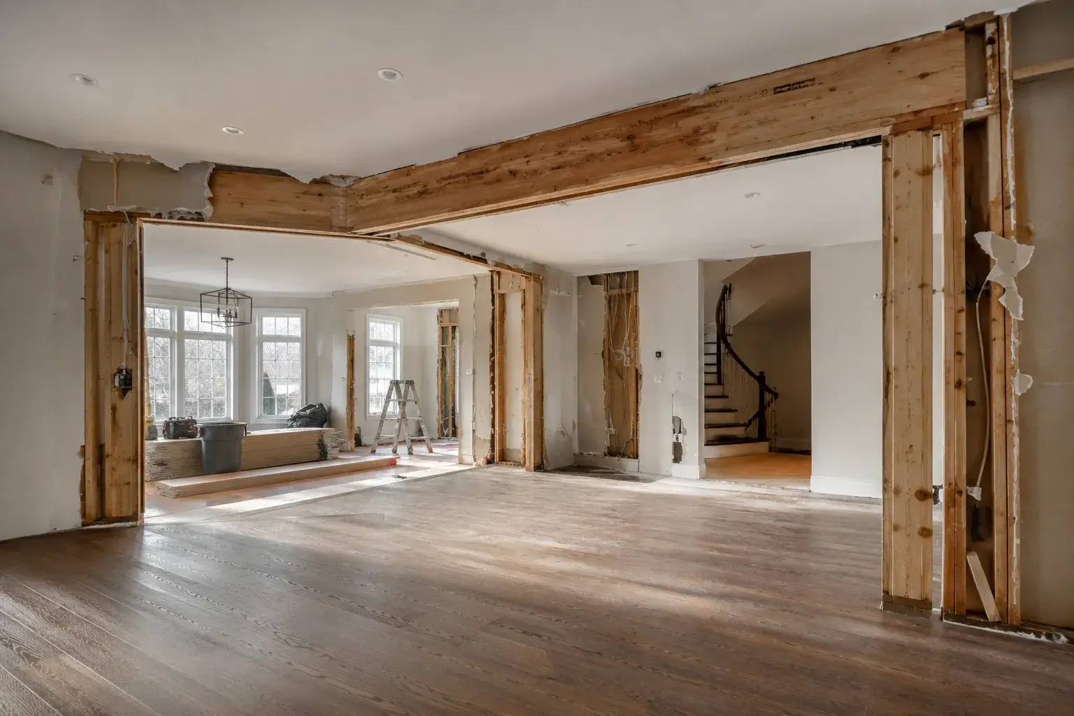 Load-Bearing Wall Removal GTA, framed on site by Timberr Framing