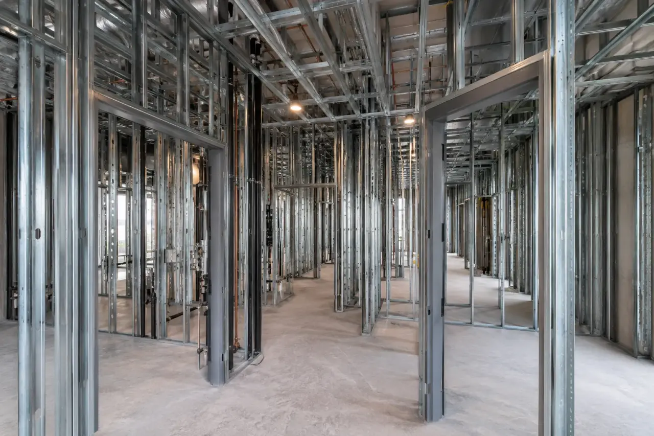 Completed Metal Stud Framing in Cambridge, framed on site by Timberr Framing