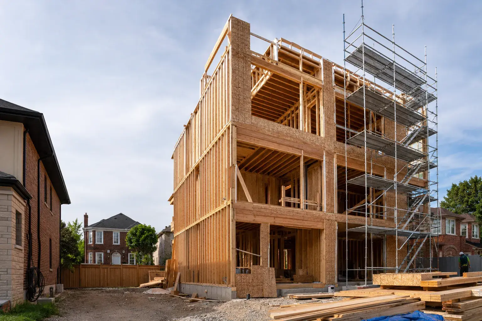 Multiplex Framing in Aldershot, Ontario, framed on site by Timberr Framing