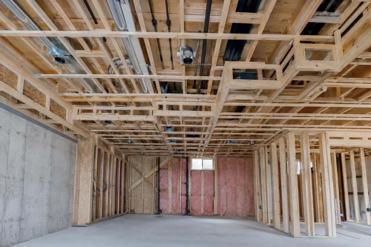 Completed Soffit and Bulkhead Framing in Cambridge, framed on site by Timberr Framing