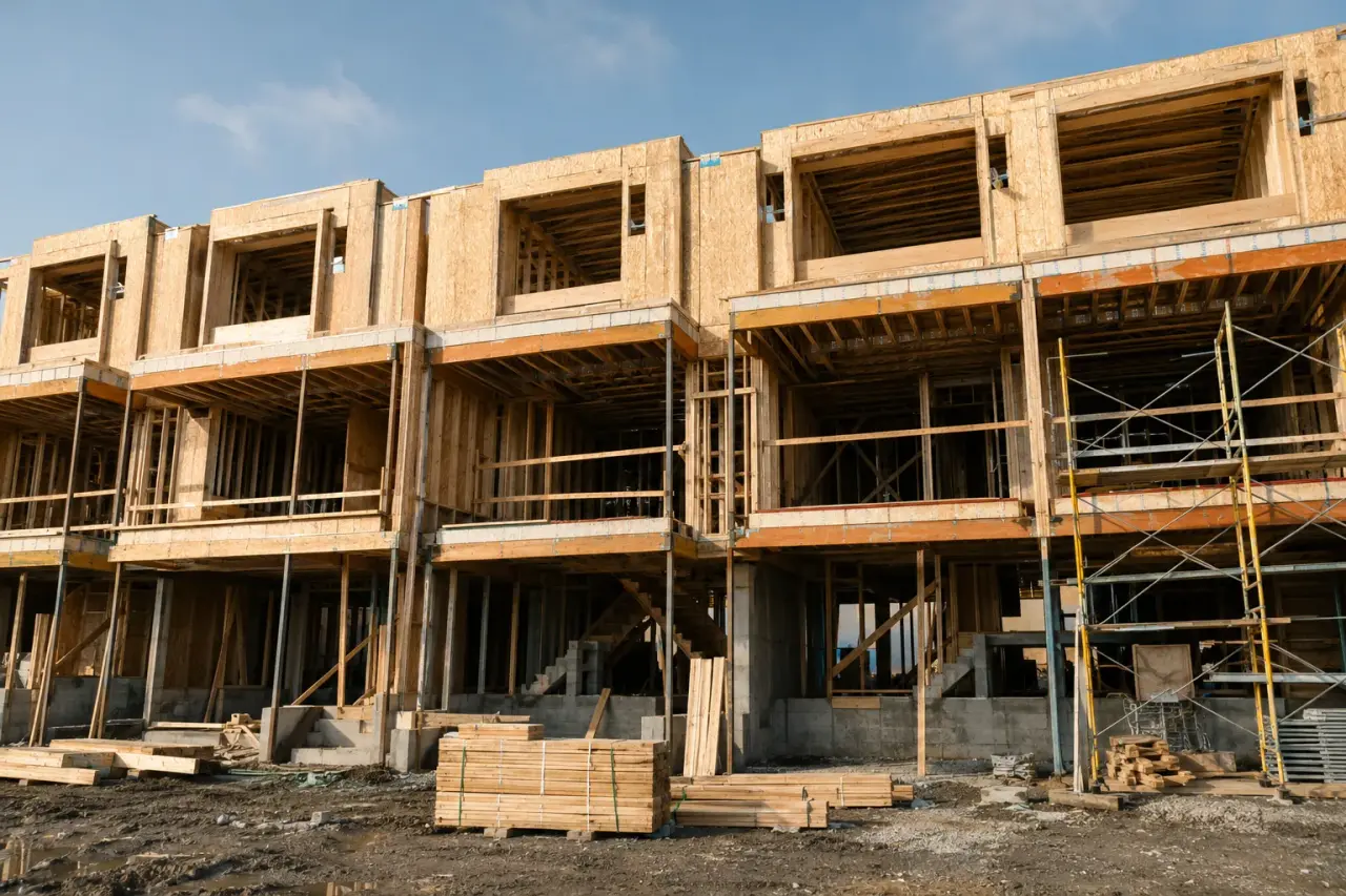 Completed Stacked Townhouse Framing ready for inspection