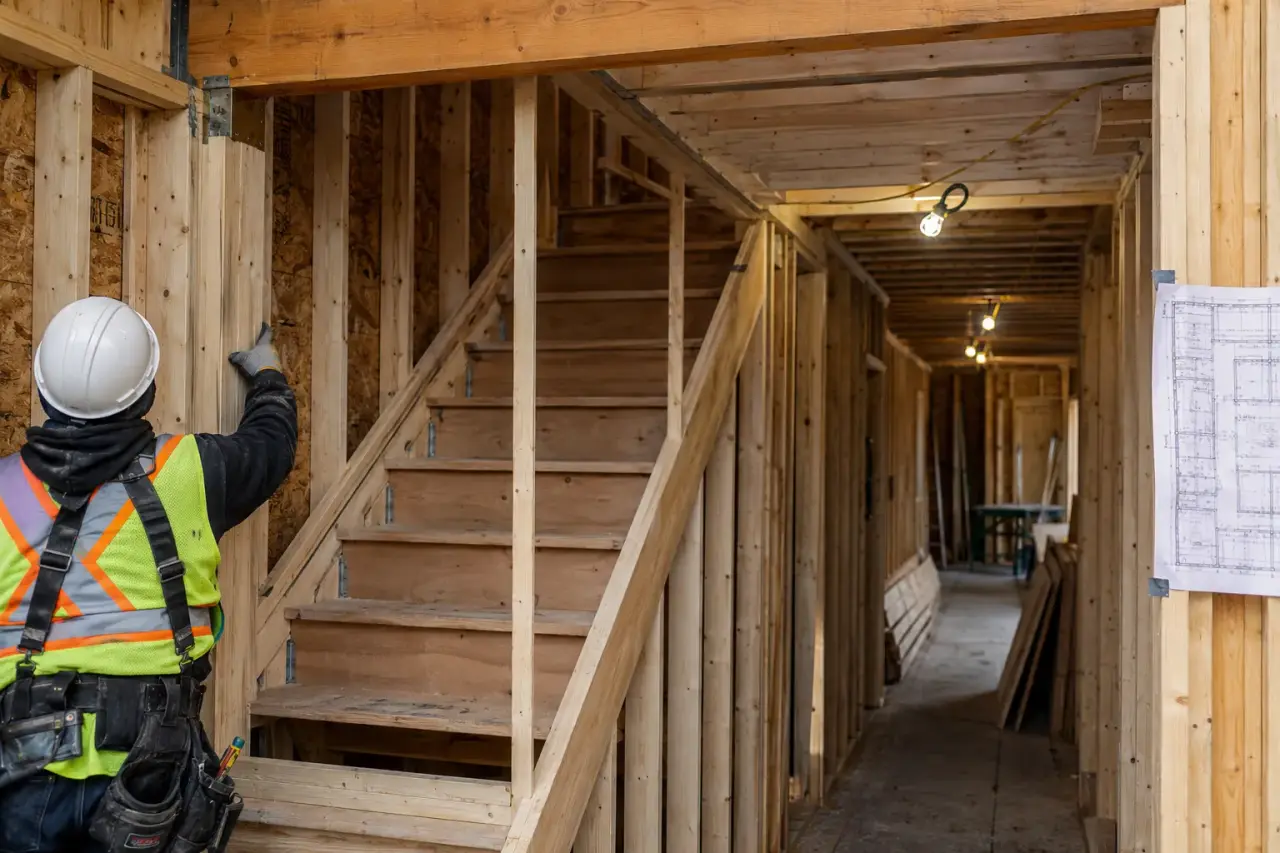 Completed Stacked Townhouse Framing ready for inspection