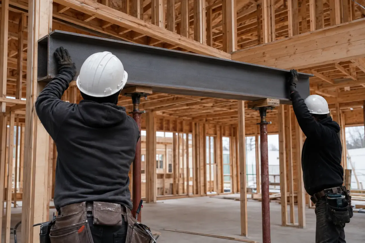 Completed Structural Beam Installation GTA, framed on site by Timberr Framing
