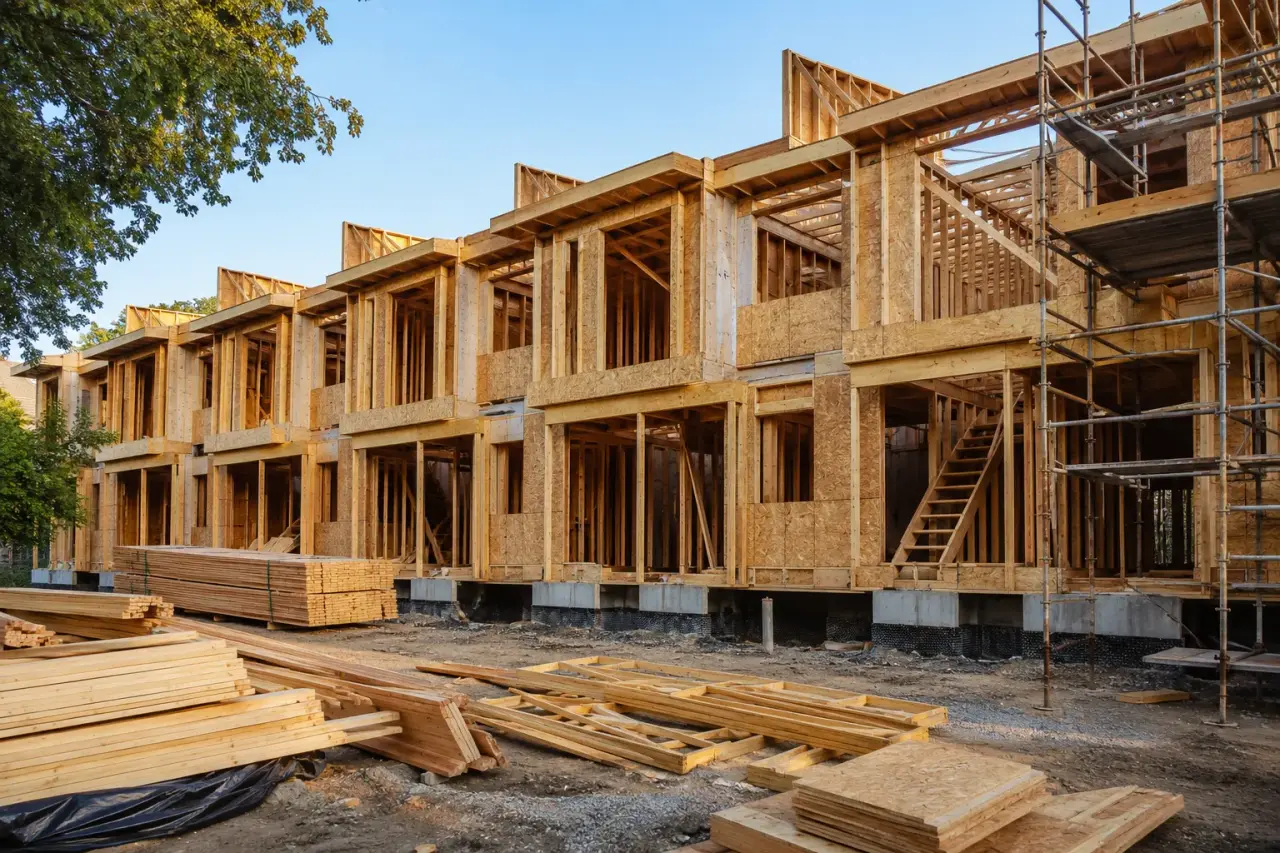 Completed Townhouse Framing ready for inspection