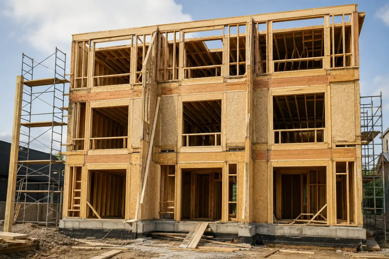 Completed Triplex Framing ready for inspection