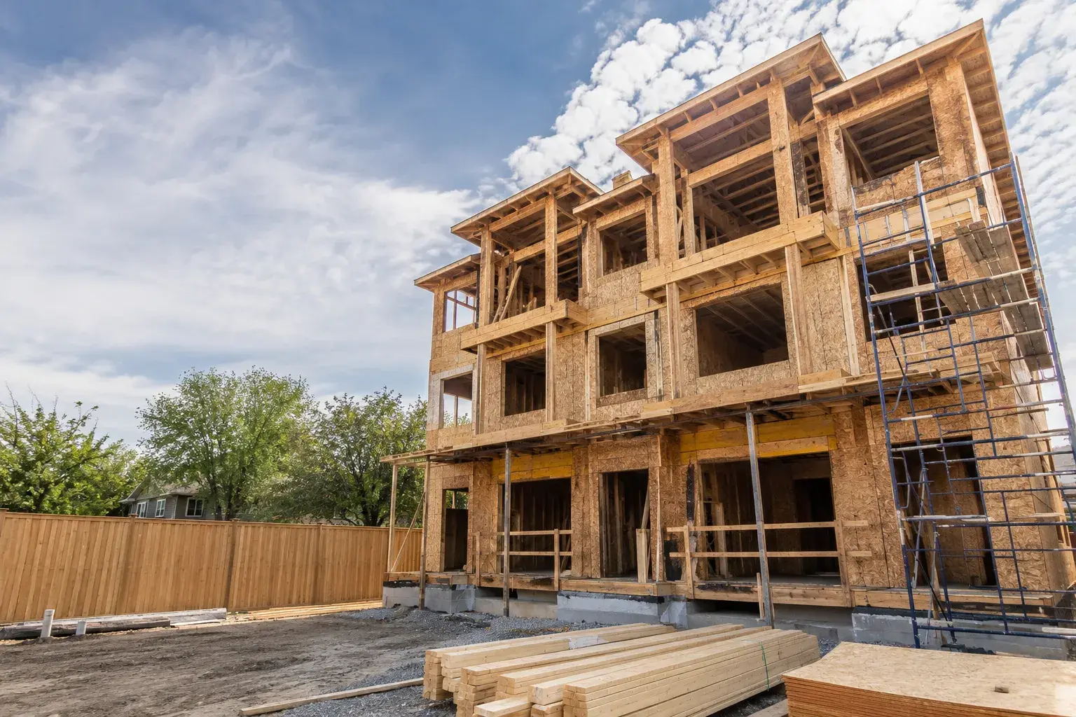 Triplex Framing in Aldershot, Ontario, framed on site by Timberr Framing