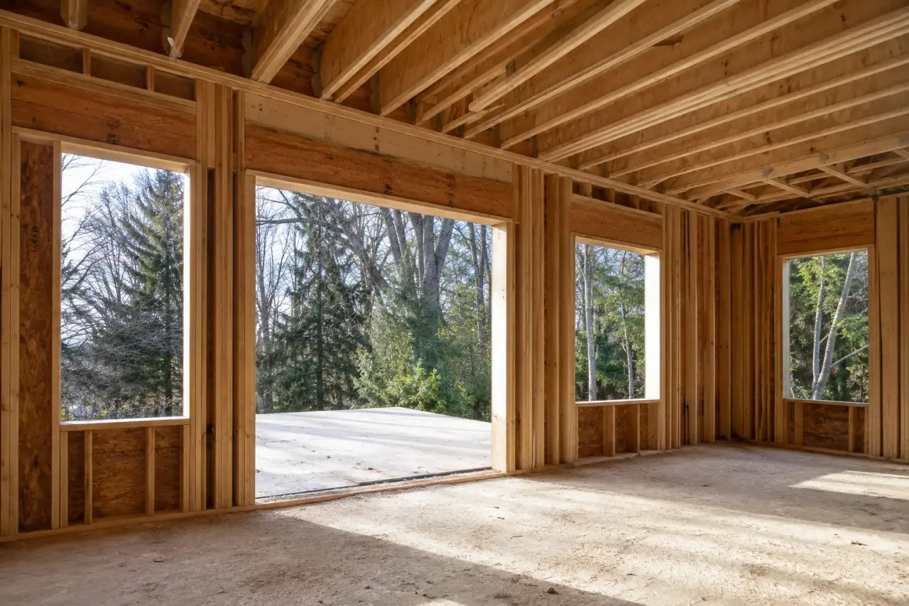 Completed Window and Door Opening Framing in Uxbridge, framed on site by Timberr Framing